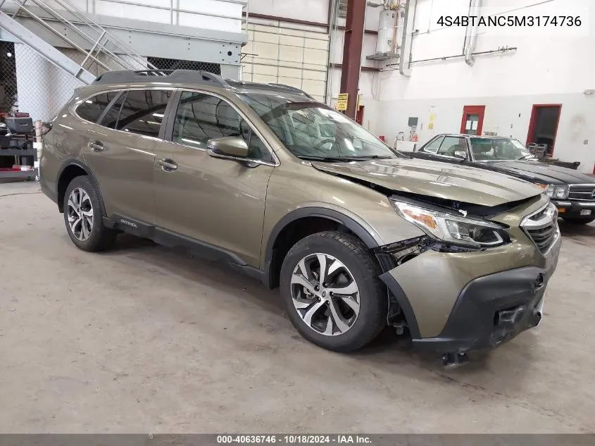 2021 Subaru Outback Limited VIN: 4S4BTANC5M3174736 Lot: 40636746