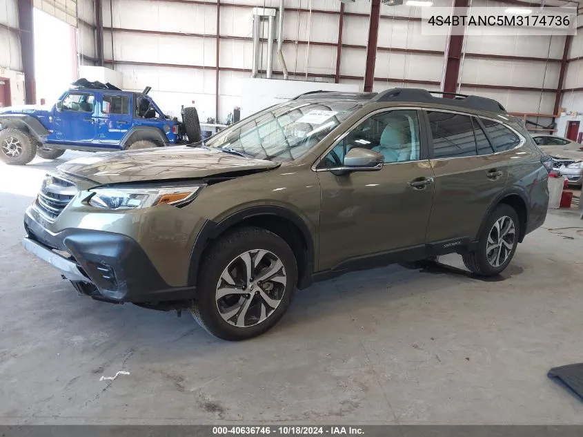 2021 Subaru Outback Limited VIN: 4S4BTANC5M3174736 Lot: 40636746