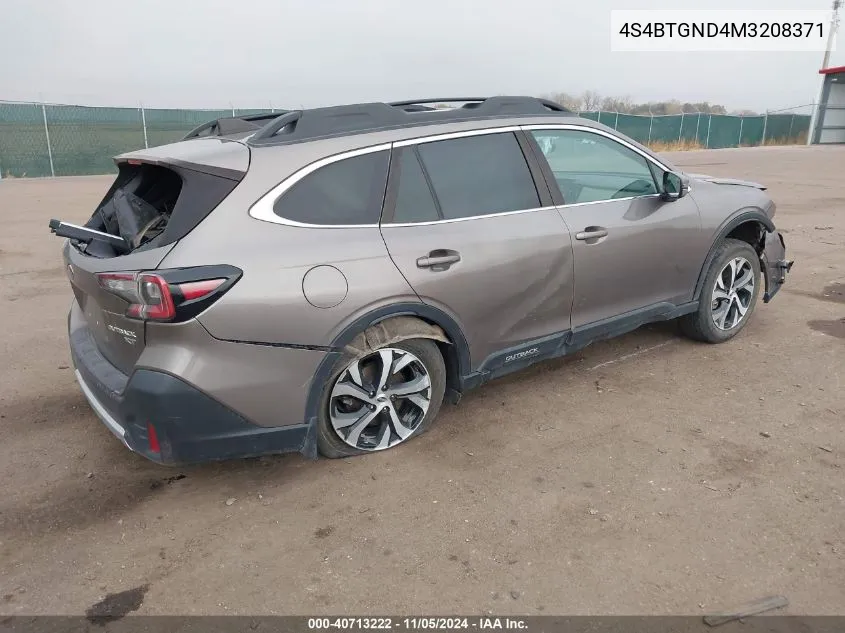 2021 Subaru Outback Limited Xt VIN: 4S4BTGND4M3208371 Lot: 40713222