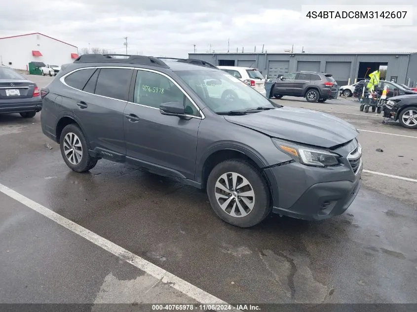 2021 Subaru Outback Premium VIN: 4S4BTADC8M3142607 Lot: 40765978