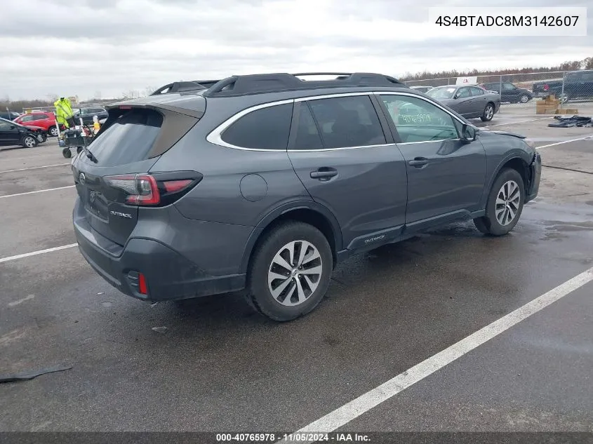 2021 Subaru Outback Premium VIN: 4S4BTADC8M3142607 Lot: 40765978