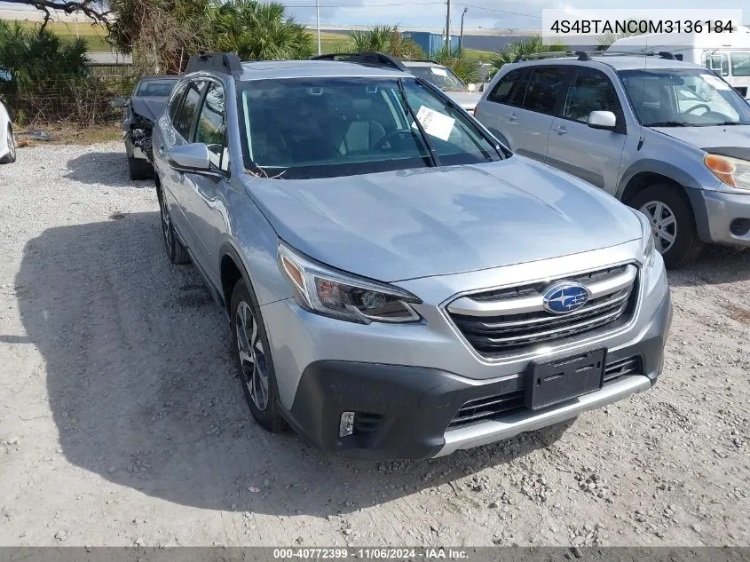 2021 Subaru Outback Limited VIN: 4S4BTANC0M3136184 Lot: 40772399