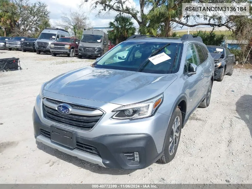 2021 Subaru Outback Limited VIN: 4S4BTANC0M3136184 Lot: 40772399