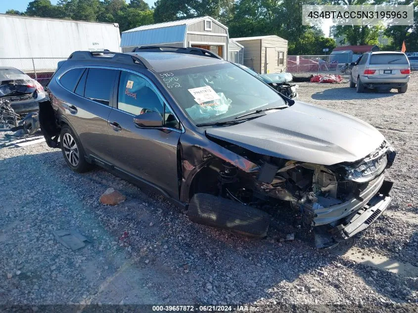 2022 Subaru Outback Premium VIN: 4S4BTACC5N3195963 Lot: 39657872