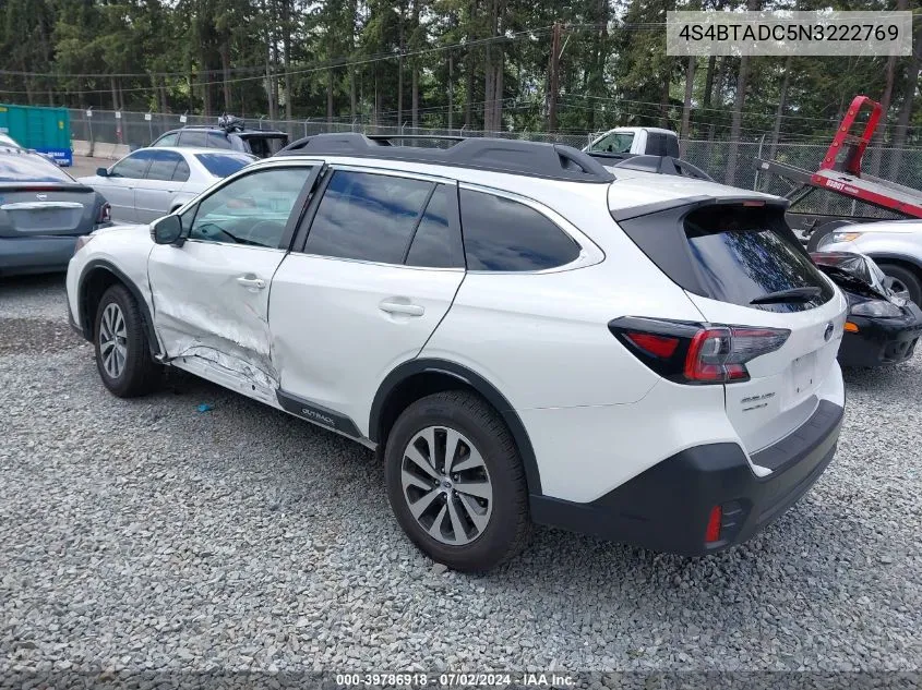 2022 Subaru Outback Premium VIN: 4S4BTADC5N3222769 Lot: 39786918