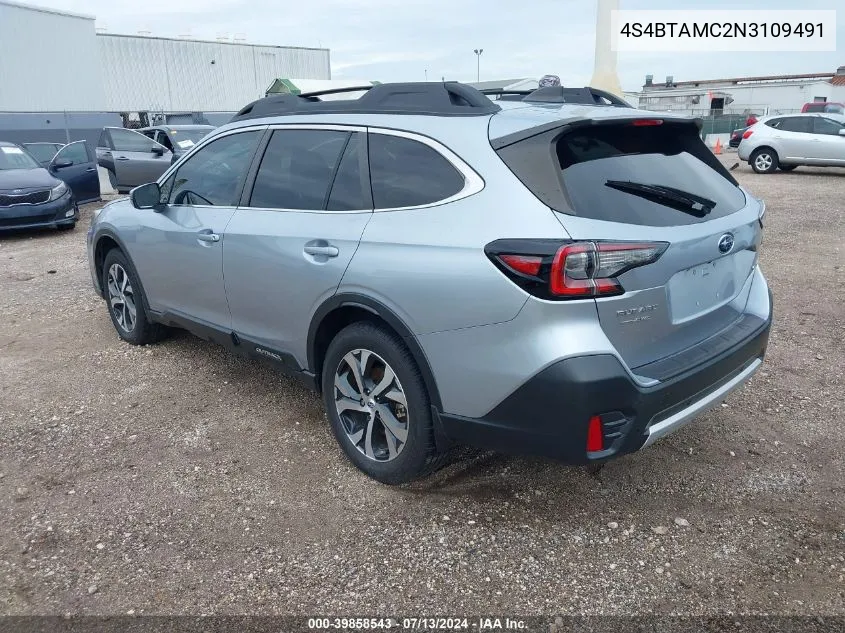 2022 Subaru Outback Limited VIN: 4S4BTAMC2N3109491 Lot: 39858543