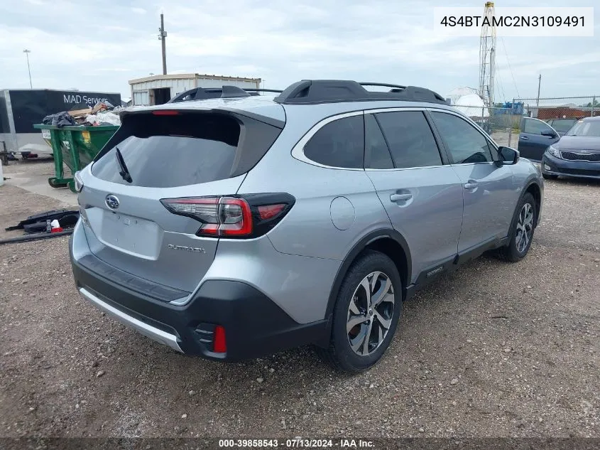 2022 Subaru Outback Limited VIN: 4S4BTAMC2N3109491 Lot: 39858543