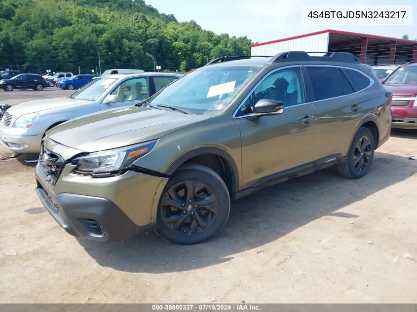 4S4BTGJD5N3243217 2022 Subaru Outback Onyx Edition Xt