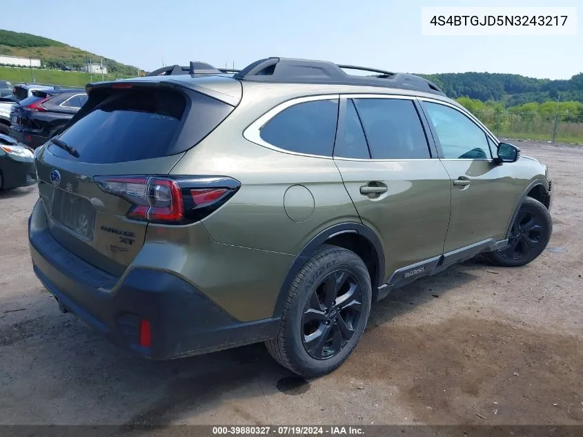 4S4BTGJD5N3243217 2022 Subaru Outback Onyx Edition Xt