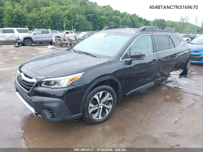 2022 Subaru Outback Limited VIN: 4S4BTANC7N3169670 Lot: 39910117