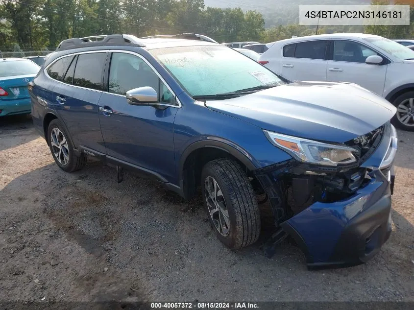 2022 Subaru Outback Touring VIN: 4S4BTAPC2N3146181 Lot: 40057372