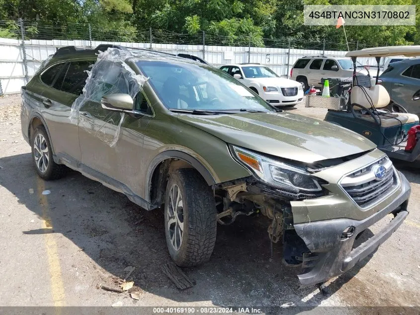 4S4BTANC3N3170802 2022 Subaru Outback Limited