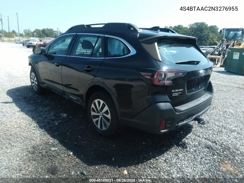 2022 Subaru Outback VIN: 4S4BTAAC2N3276955 Lot: 40189531