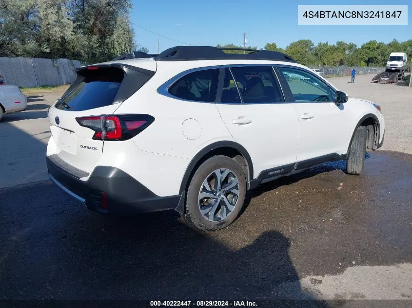 4S4BTANC8N3241847 2022 Subaru Outback Limited