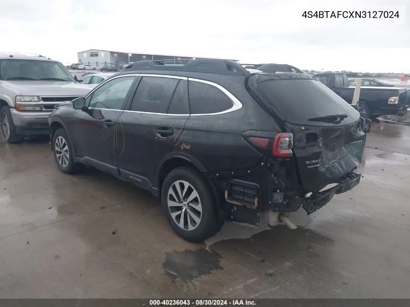 2022 Subaru Outback Premium VIN: 4S4BTAFCXN3127024 Lot: 40236043