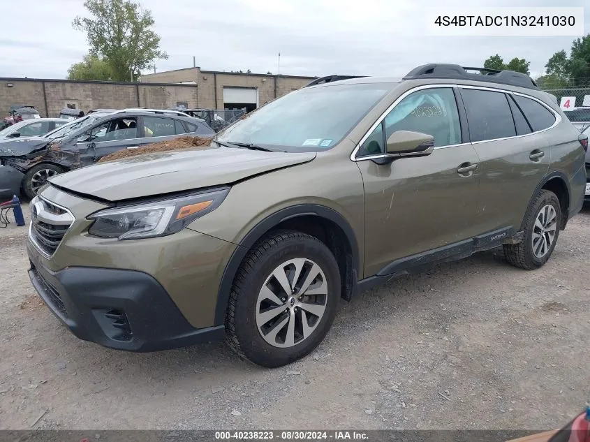 2022 Subaru Outback Premium VIN: 4S4BTADC1N3241030 Lot: 40238223