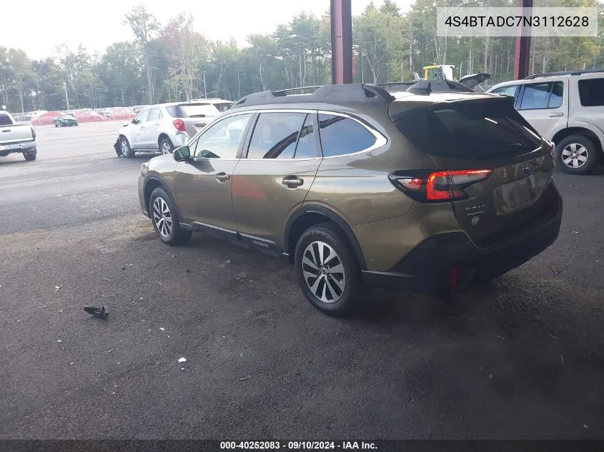 2022 Subaru Outback Premium VIN: 4S4BTADC7N3112628 Lot: 40252083