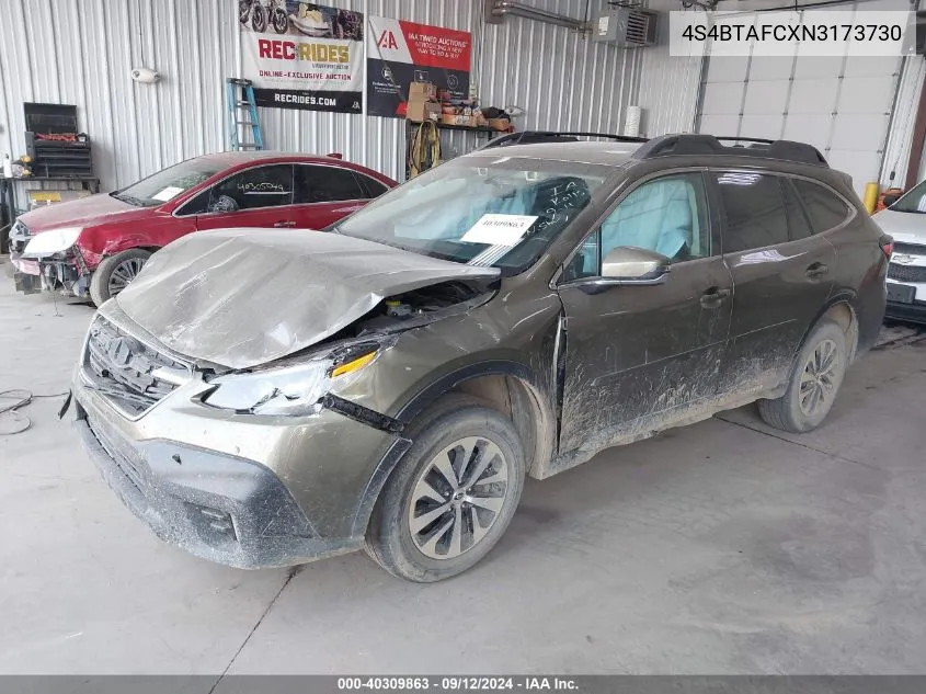 2022 Subaru Outback Premium VIN: 4S4BTAFCXN3173730 Lot: 40309863