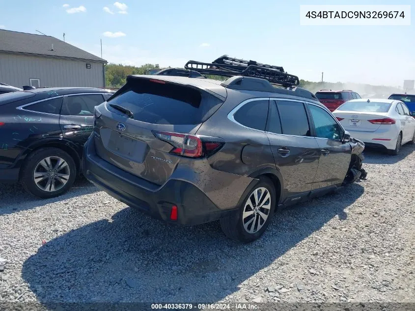 2022 Subaru Outback Premium VIN: 4S4BTADC9N3269674 Lot: 40336379