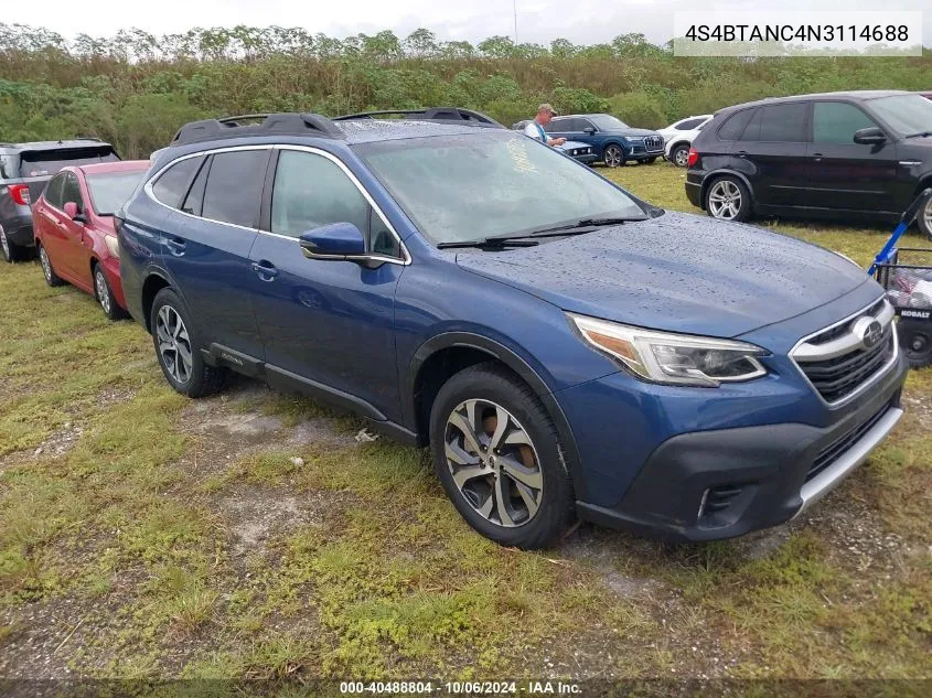 2022 Subaru Outback Limited VIN: 4S4BTANC4N3114688 Lot: 40488804