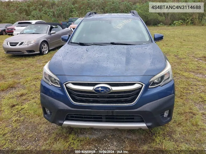 2022 Subaru Outback Limited VIN: 4S4BTANC4N3114688 Lot: 40488804