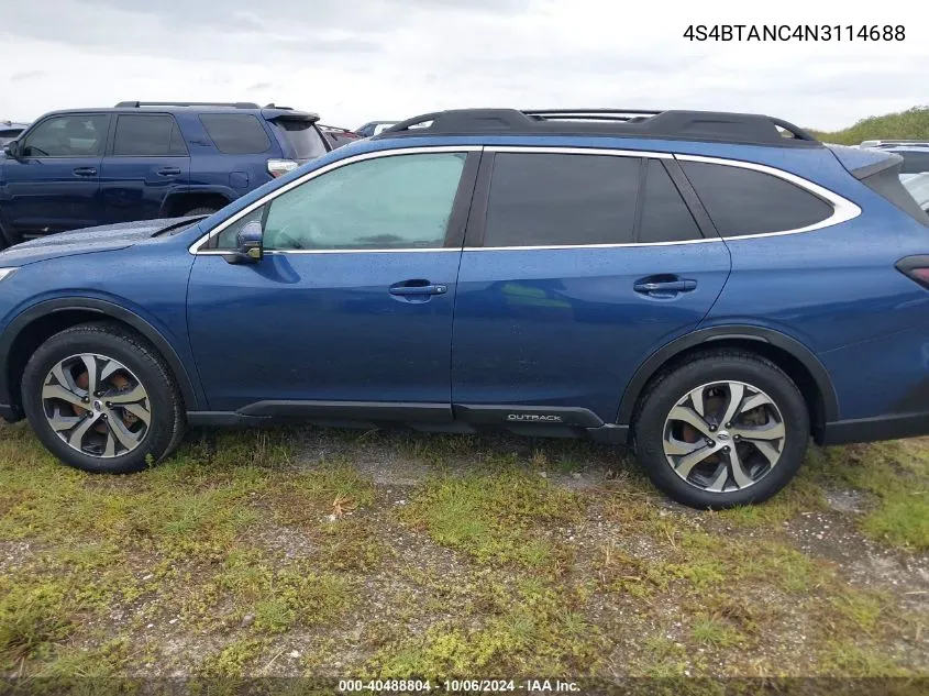 2022 Subaru Outback Limited VIN: 4S4BTANC4N3114688 Lot: 40488804