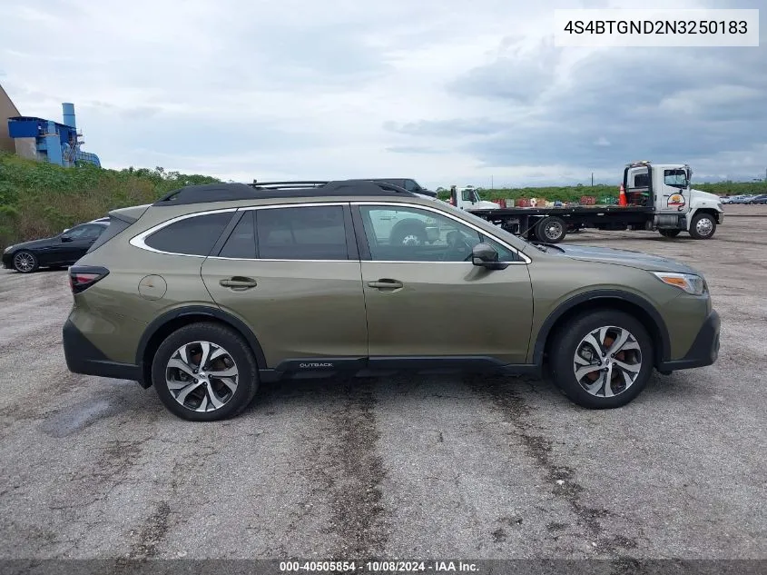 2022 Subaru Outback Limited Xt VIN: 4S4BTGND2N3250183 Lot: 40505854