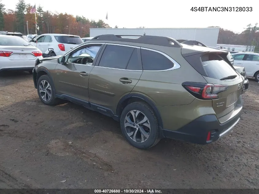 2022 Subaru Outback Limited VIN: 4S4BTANC3N3128033 Lot: 40726680