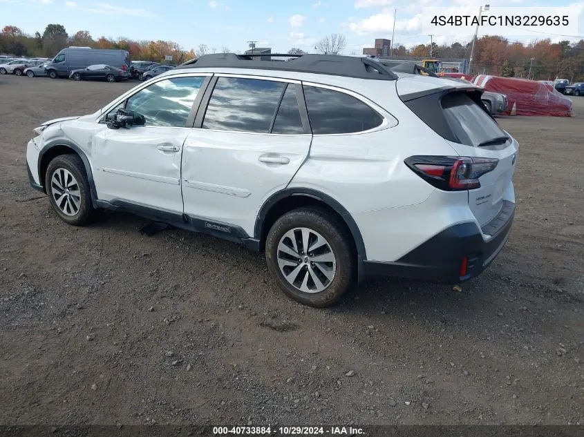 2022 Subaru Outback Premium VIN: 4S4BTAFC1N3229635 Lot: 40733884