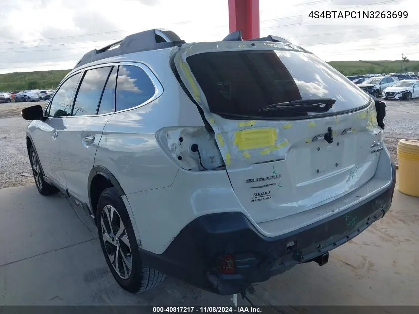 2022 Subaru Outback Touring VIN: 4S4BTAPC1N3263699 Lot: 40817217