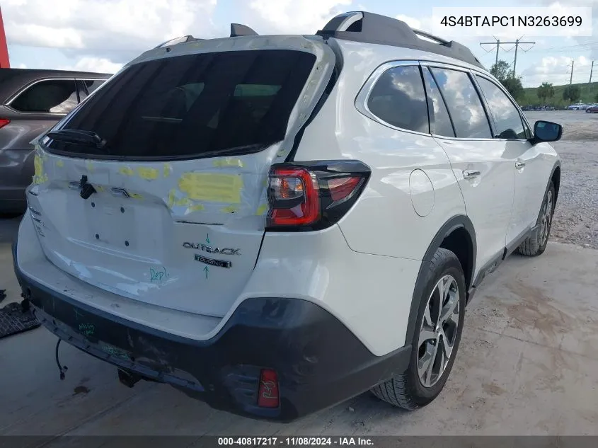 2022 Subaru Outback Touring VIN: 4S4BTAPC1N3263699 Lot: 40817217