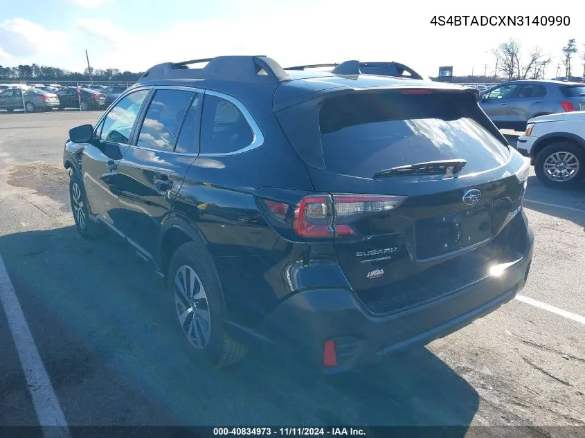 2022 Subaru Outback Premium VIN: 4S4BTADCXN3140990 Lot: 40834973