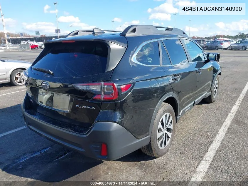 2022 Subaru Outback Premium VIN: 4S4BTADCXN3140990 Lot: 40834973