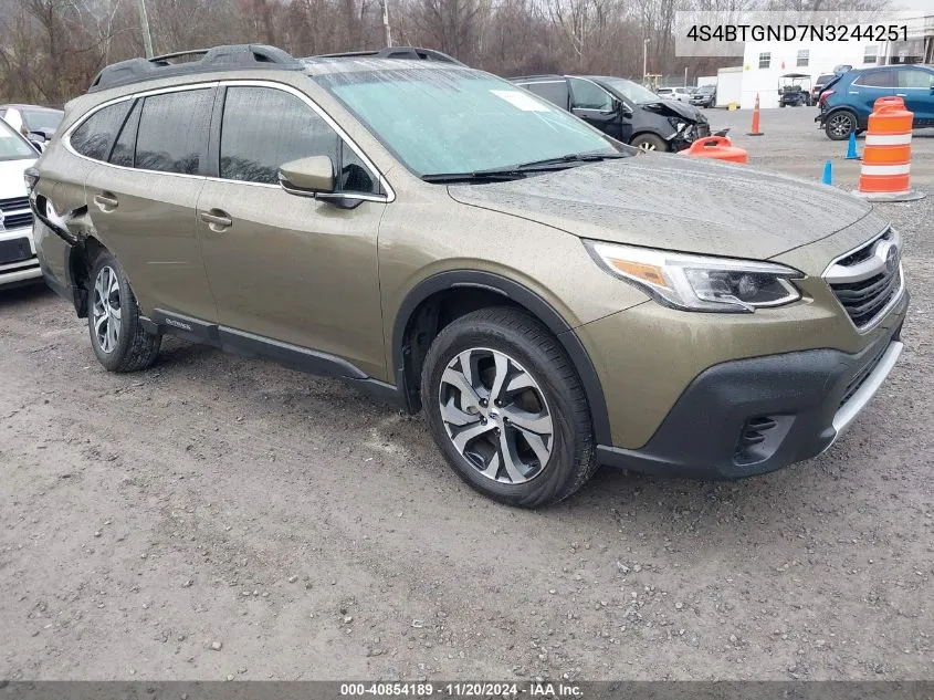 2022 Subaru Outback Limited Xt VIN: 4S4BTGND7N3244251 Lot: 40854189