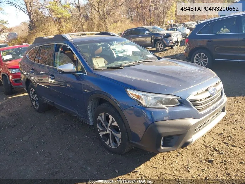 2022 Subaru Outback Touring VIN: 4S4BTAPC4N3200662 Lot: 40856604