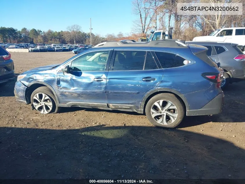 2022 Subaru Outback Touring VIN: 4S4BTAPC4N3200662 Lot: 40856604