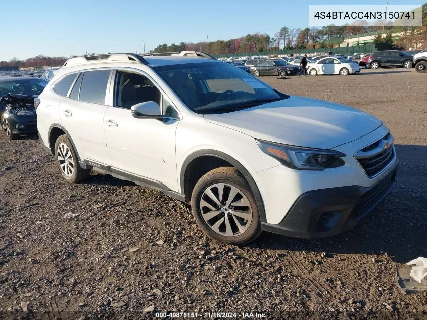 2022 Subaru Outback Premium VIN: 4S4BTACC4N3150741 Lot: 40875151