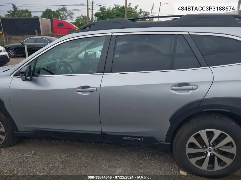 2023 Subaru Outback Premium VIN: 4S4BTACC3P3188674 Lot: 39874346