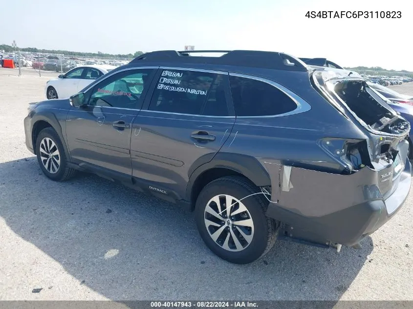 2023 Subaru Outback Premium VIN: 4S4BTAFC6P3110823 Lot: 40147943