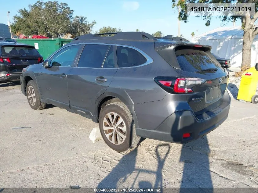 2023 Subaru Outback Premium VIN: 4S4BTADC2P3211019 Lot: 40682327