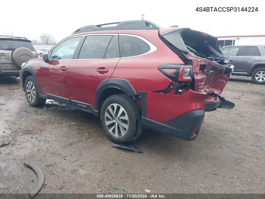 2023 Subaru Outback Premium VIN: 4S4BTACC5P3144224 Lot: 40826635