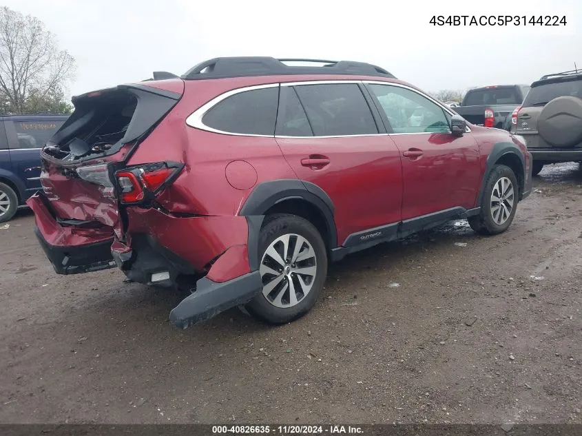 2023 Subaru Outback Premium VIN: 4S4BTACC5P3144224 Lot: 40826635