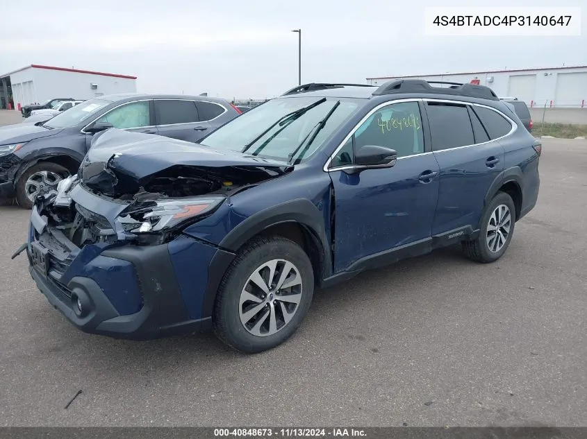 2023 Subaru Outback Premium VIN: 4S4BTADC4P3140647 Lot: 40848673