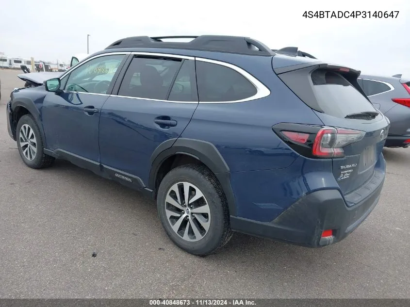 2023 Subaru Outback Premium VIN: 4S4BTADC4P3140647 Lot: 40848673