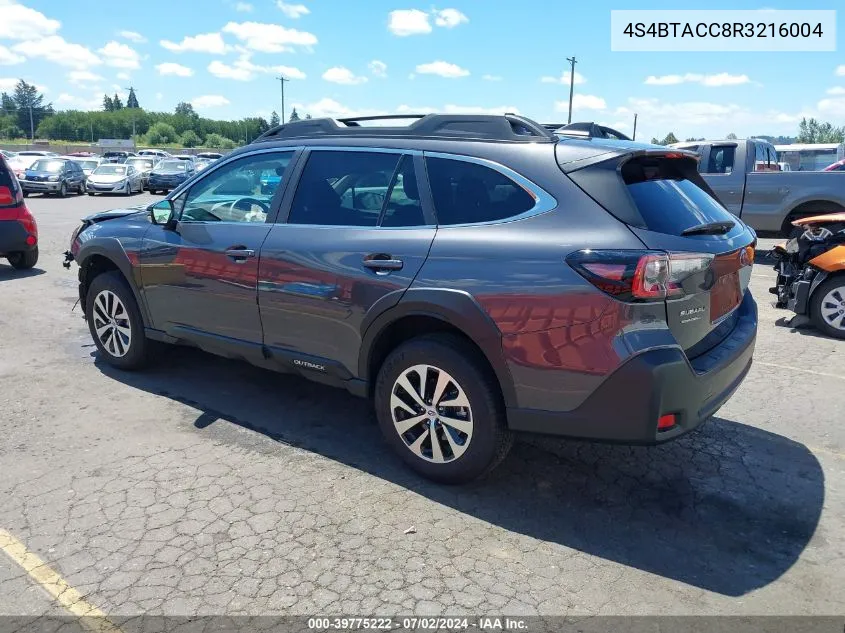 2024 Subaru Outback Premium VIN: 4S4BTACC8R3216004 Lot: 39775222