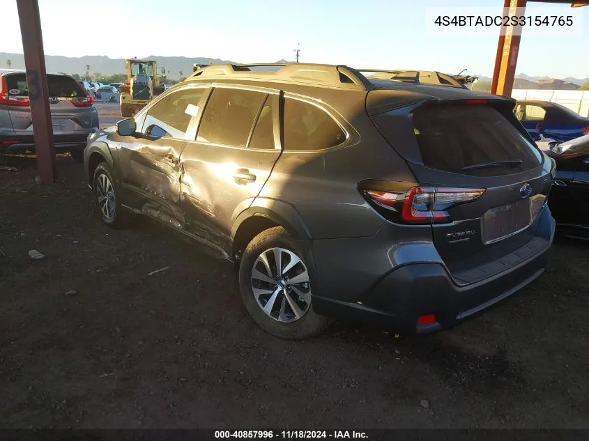 2025 Subaru Outback Premium VIN: 4S4BTADC2S3154765 Lot: 40857996