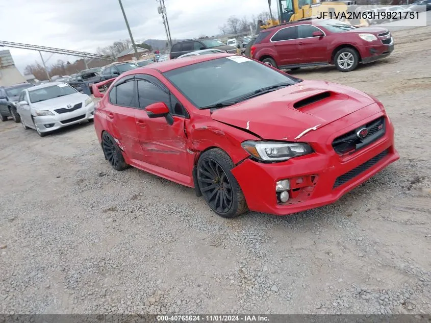 2017 Subaru Wrx Sti VIN: JF1VA2M63H9821751 Lot: 40765624