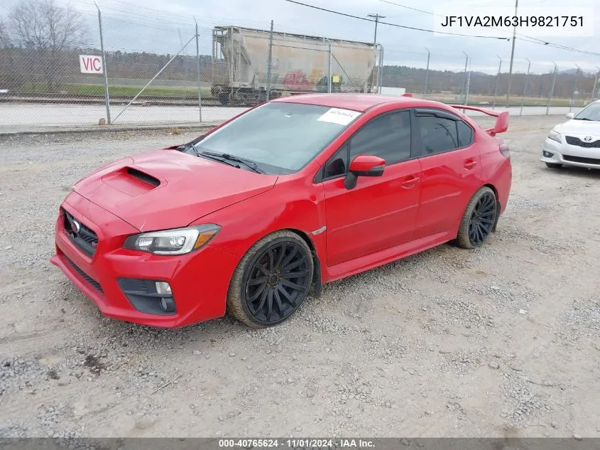 2017 Subaru Wrx Sti VIN: JF1VA2M63H9821751 Lot: 40765624