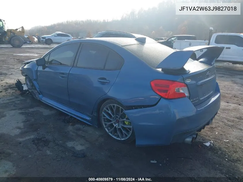 2018 Subaru Wrx Sti Limited VIN: JF1VA2W63J9827018 Lot: 40809579