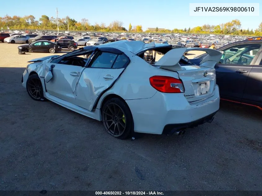 2019 Subaru Wrx Sti VIN: JF1VA2S69K9800610 Lot: 40650202